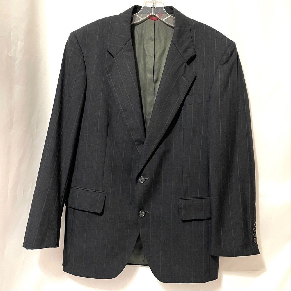 VTG, Jos. A. Bank wool suit coat, established 1905, gray pinstriped